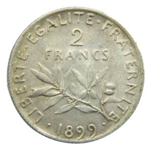FRANCIA. 1899. 2 Francos. KM 845.1. Ar