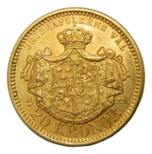 SUECIA 1898. 20 Kronor. (km#748) Oscar II. ... 