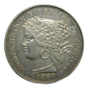 PERU. 1880. 5 pesetas. ... 