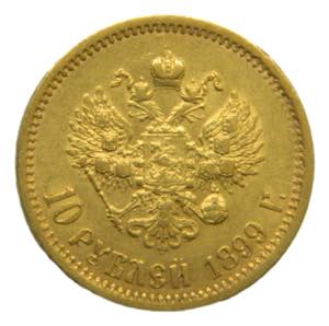 RUSIA 1899 АГ. 10 rublos (y#64) 8,59 gr ... 