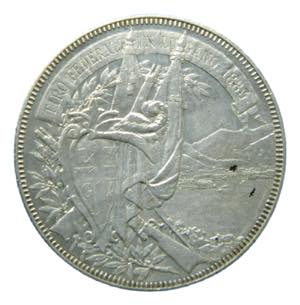 SUIZA. 1883. 5 Francos Lugano (X#S16) 25 gr ... 