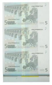 Lote de 3 billetes  5 Euros. 1 Enero 2002. ... 