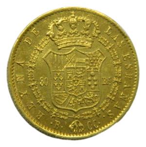 Isabel II (1833-1868). 1842 CC. 80 Reales. ... 