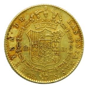 Isabel II (1833-1868). 1844 PS. 80 Reales. ... 