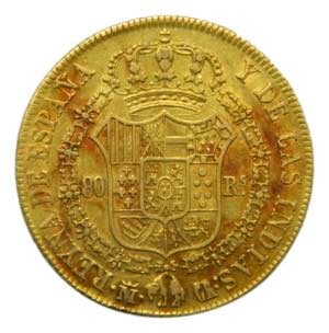 Isabel II (1833-1868). 1835 CR. 80 Reales. ... 