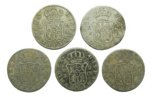 Lote 5 monedas de 2 reales Carlos IV. Madrid ... 