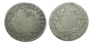 Lote 2 monedas 10 reales Fernando VII. 1821. ... 