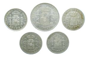 Lote 5 monedas Alfonso XIII y República. 1 ... 