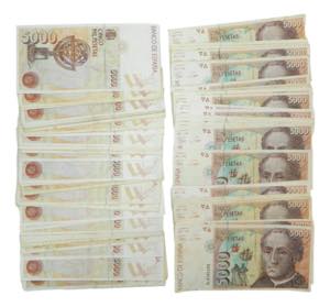 España. Lote 100 billetes de 5000 pesetas ... 