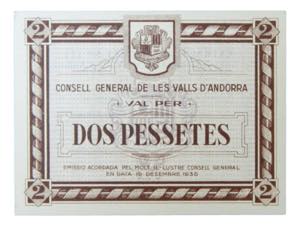 ANDORRA. 2 pesetas 1936. Emisión en ... 