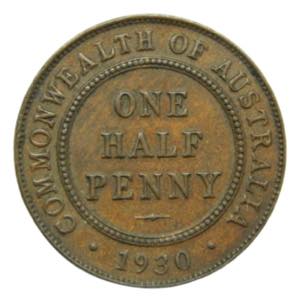 AUSTRALIA. 1930. 1/2 penny. (KM#22). 5,64 ... 