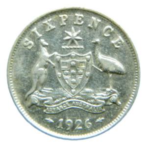 AUSTRALIA. 1926. 6 Pence. (KM#25). 2.82 gr. ... 
