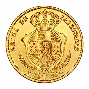 Isabel II - 100 Reales. AV. Sevilla. 1856. ... 