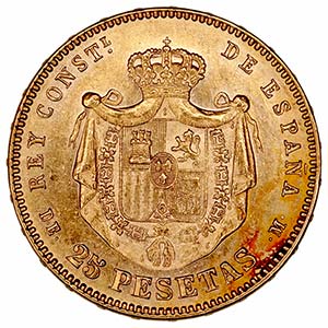 Alfonso XII - 25 Pesetas. AV. 1877 *18-77 ... 