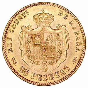 Alfonso XII - 25 Pesetas. AV. 1877 *18-77 ... 