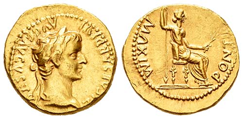 Tiberius. Áureo. 14-37 d.C. ... 
