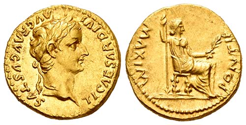 Tiberius. Aureo. 14-17 d.C. ... 