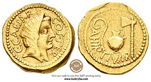 Julio César. Áureo. 46-44 a.C. Roma. ... 