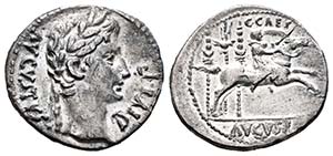 Augusto. Denario. 8 a.C. Lugdunum. (Ffc-21). ... 