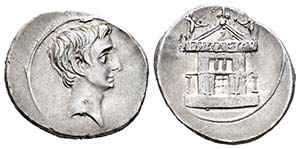 Augusto. Denario. 29-27 a.C. Brandisium y ... 