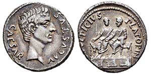 Augusto. C Sulpicius Platorinus. Denario. 13 ... 