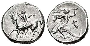 Calabria. Tarentum. Didracma. 275-235 a.C. ... 
