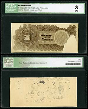 Prueba del reverso de 500 pesetas. Prueba ... 