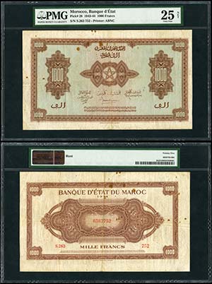 Marruecos. 1000 francos. 1943. (P-28a). ... 