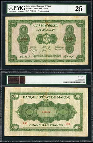 Marruecos. 5000 francos. 1943. (P-32). ... 