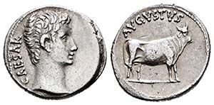 Augustus. Denario. 21-20 a.C. Samos. ... 