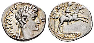 Augustus. Denario. 8 a.C. Lugdunum. ... 