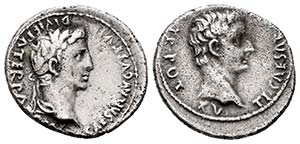 Augustus y Tiberius. Denario. 13-14 d.C. ... 