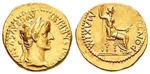 Tiberius. Áureo. 14-37 d.C. Lugdunum. ... 