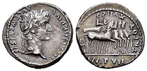Tiberius. Denario. 15-16 d.C. Lugdunum. ... 