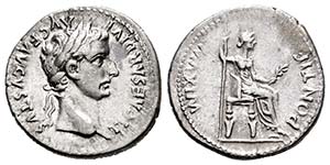 Tiberius. Denario. 18-35 a.C. Lugdunum. ... 