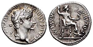 Tiberius. Denario. 16 d.C. Lugdunum. ... 