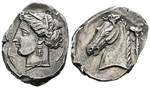 Carthaginian coinage in Sicily. Tetradracma. ... 