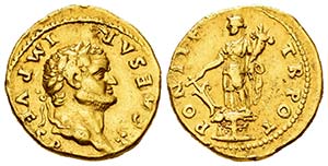 Tito. Áureo. 74 d.C. Roma. (Ric-696). ... 