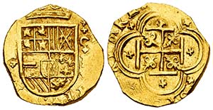 Felipe IV (1621-1665). 2 escudos. Fecha no ... 