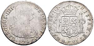 Carlos IV (1788-1808). 8 reales. 1796. Lima. ... 