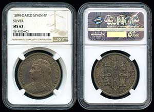 Isabel II (1833-1868). 4 pesetas. 1894. Ag. ... 