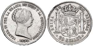 Isabel II (1833-1868). 20 reales. 1854. ... 