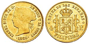 Isabel II (1833-1868). 4 pesos. 1863. ... 