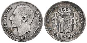 Alfonso XII (1874-1885). 1 peseta. 1884/3*_ ... 