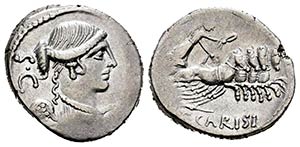Carisia. T. Carisius. Denario. 46 a.C. Roma. ... 