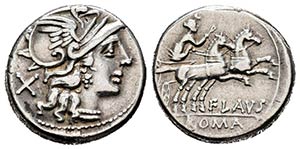 Decimia. Decimius Flavus. Denario. 150 a.C. ... 