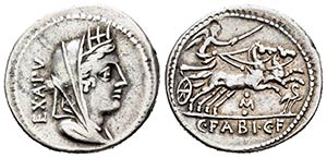 Fabia. C. Fabius C.f. Hadrianus. Denario. ... 