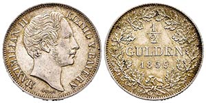Alemania. Bavaria. Maximilian II. 1/2 ... 