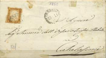SARDEGNA - 1862 - 10 Cent. su ... 