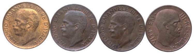 Lotto 4 monete: Vittorio Emanuele ... 